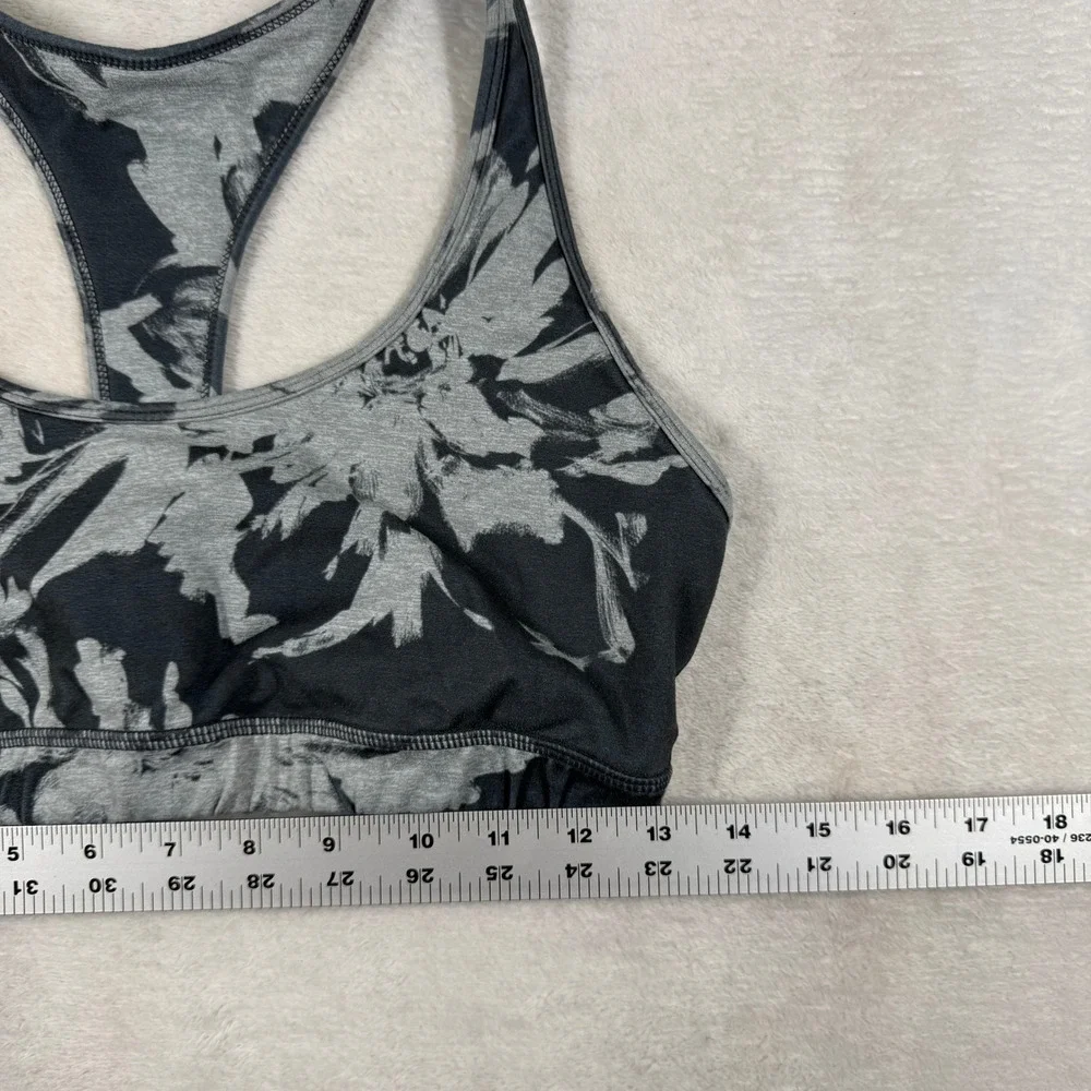 Vuori Womens Gray Black Floral Abstract Racerback Sports Bra Medium Support